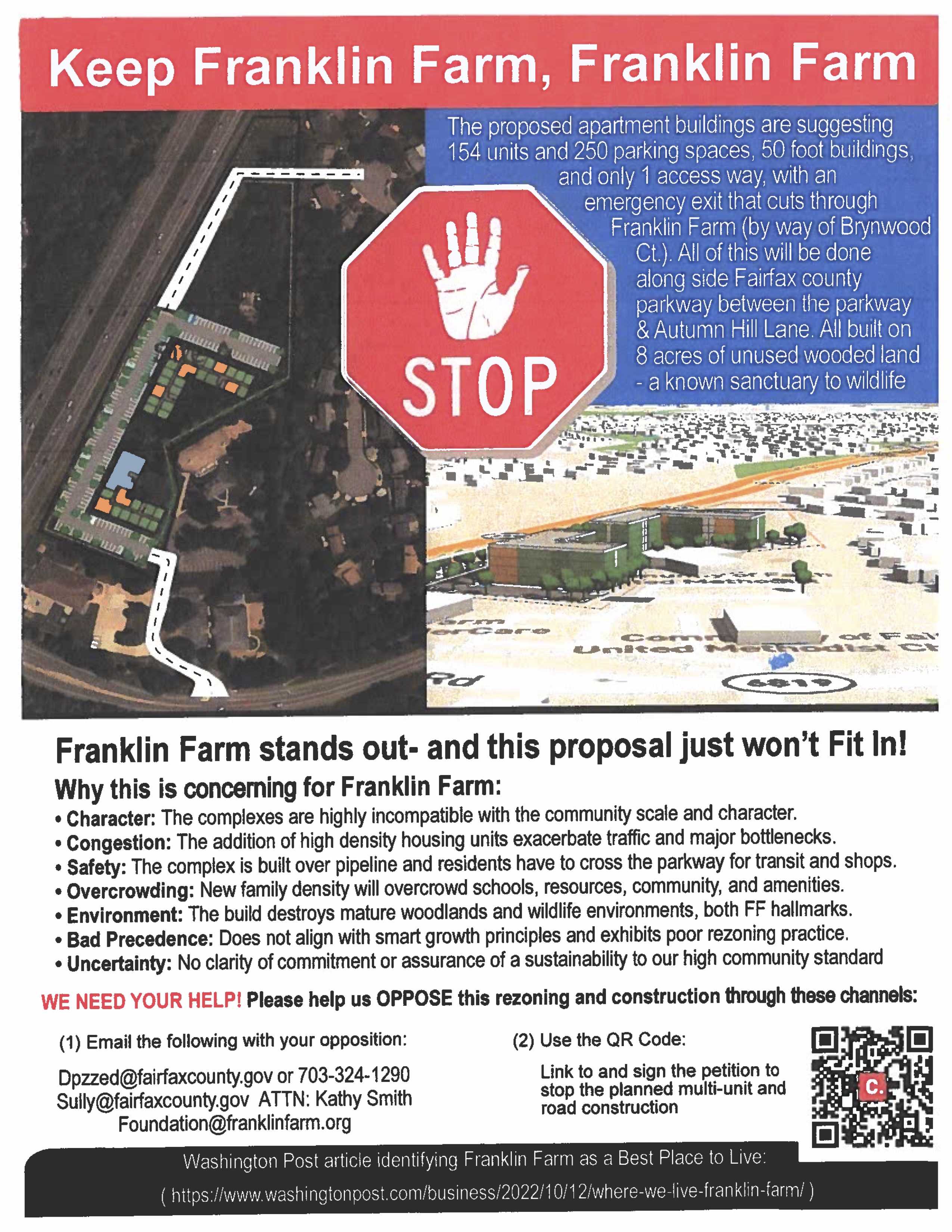 Franklin Farm Opposition to Multi-Unit Road Creation Through community